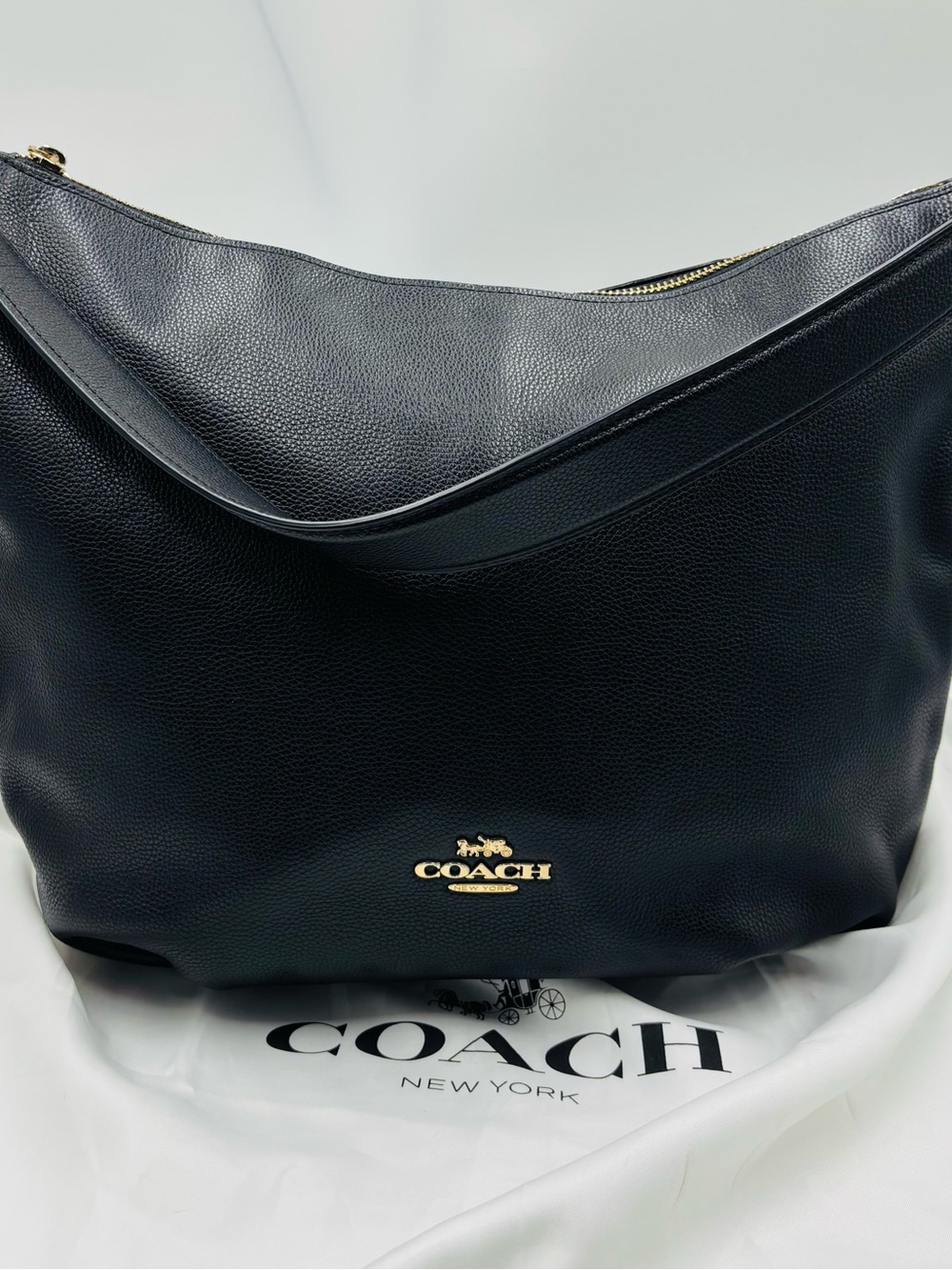 Coach Black Pebbled Leather Shoulder Hobo with Gold Hardware - Picture 2 of 16
